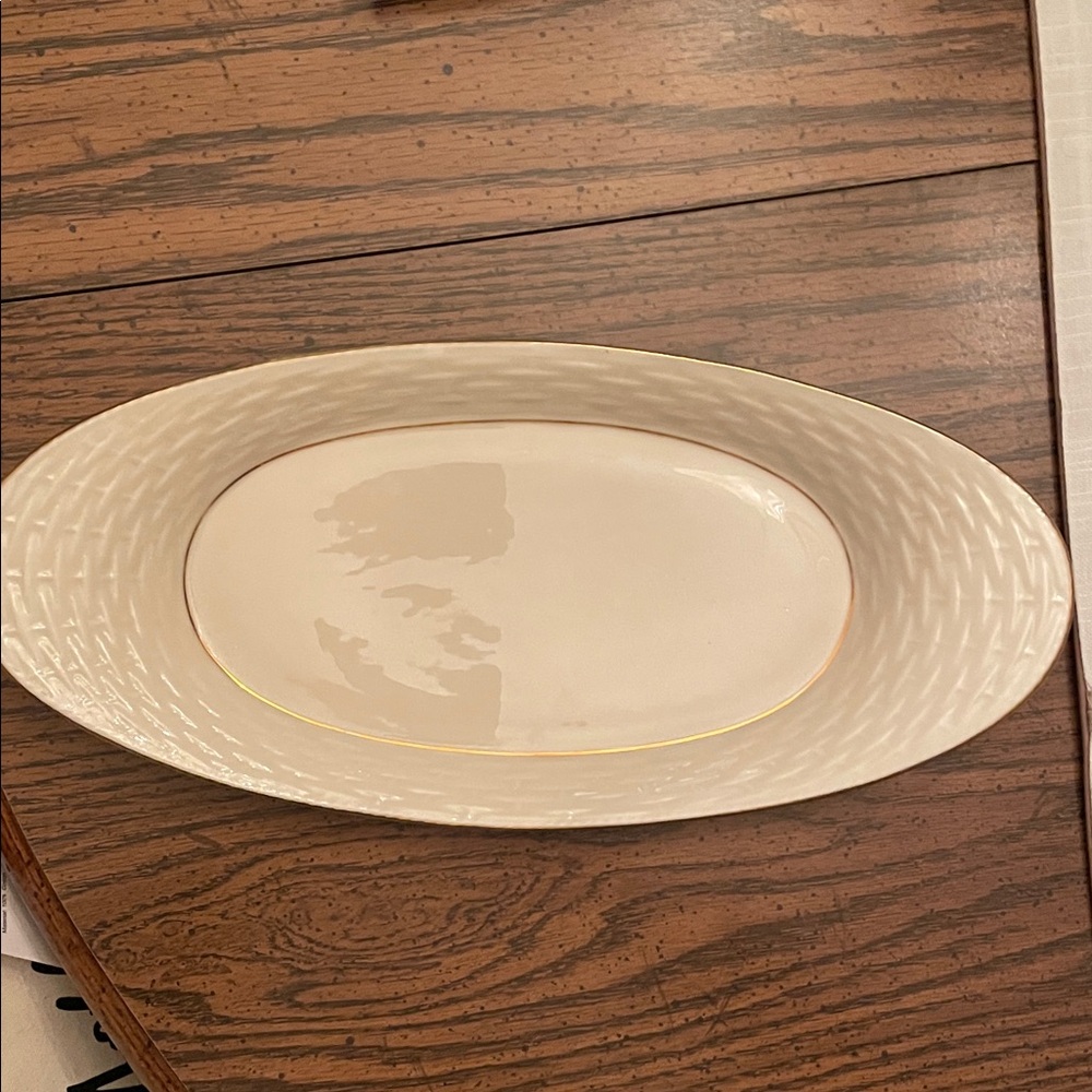 Lenox Cream and Gold Oval Serving Platter